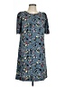 Ann Taylor 100% Polyester Print Blue Casual Dress Size 10 - photo 1