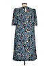 Ann Taylor 100% Polyester Print Blue Casual Dress Size 10 - photo 2