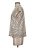 CeCe Metallic Silver Short Sleeve Blouse Size S - photo 5