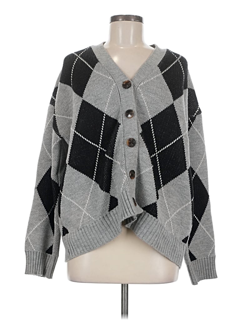 Pre-owned Assorted Brands Cardigan Sweater In Gray