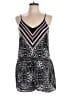 Aqua 100% Rayon Graphic Black Romper Size L - photo 1