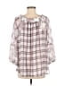 Ann Taylor LOFT 100% Polyester Gray 3/4 Sleeve Blouse Size M - photo 2