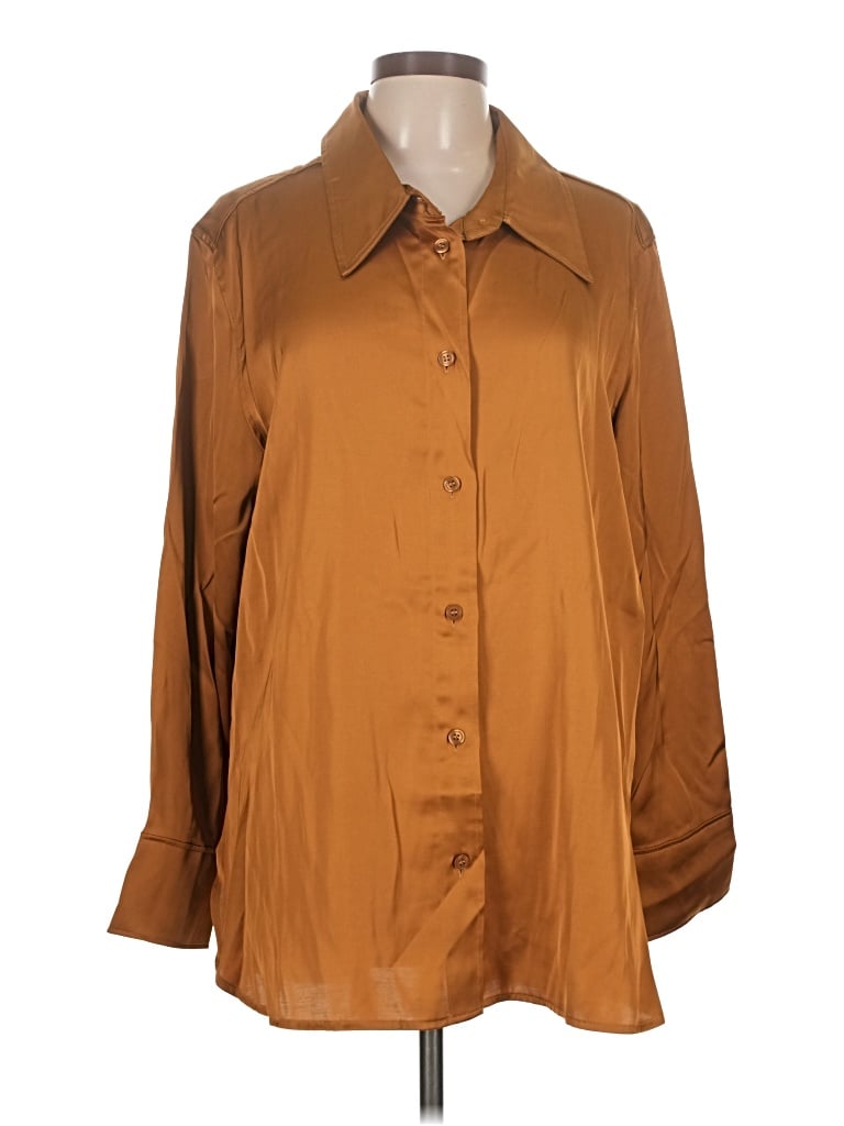 Pre-owned H&m 3/4 Sleeve Blouse In Brown