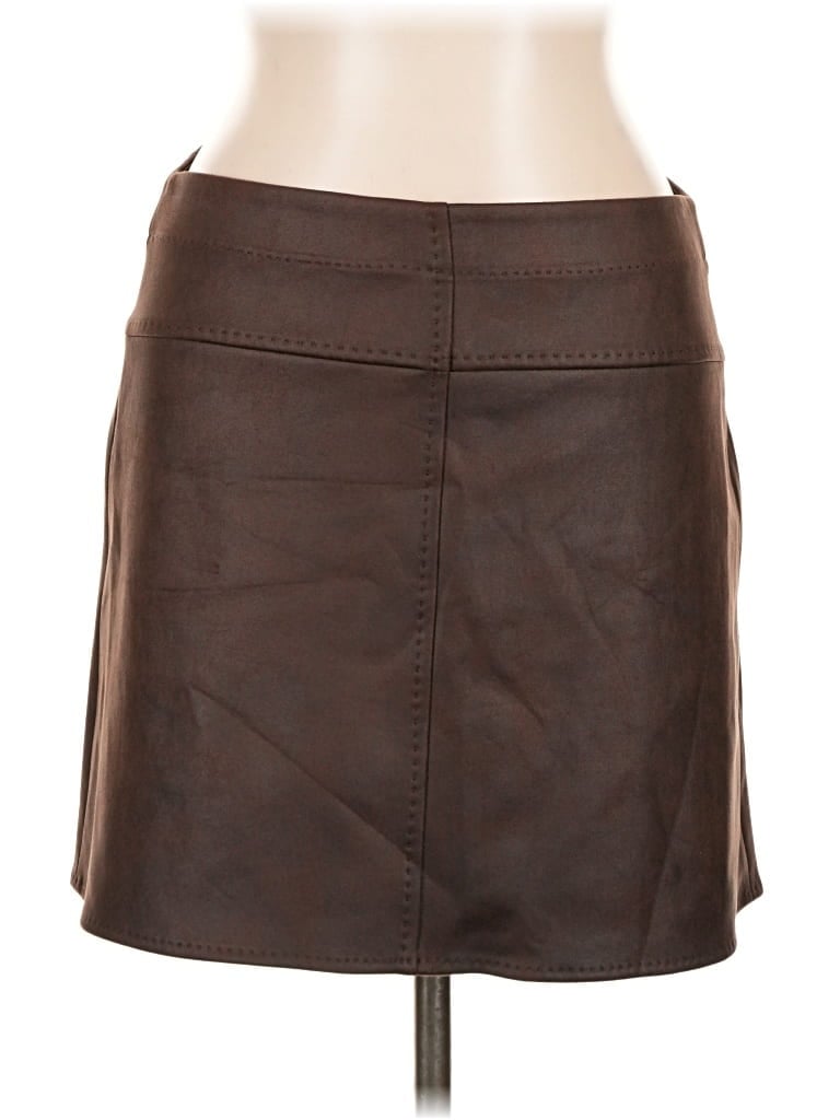 Pre-owned Max Studio Faux Leather Skirt In Brown