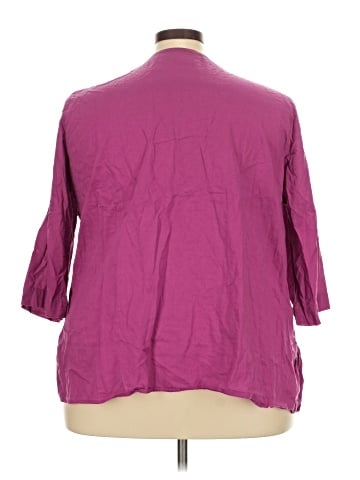 Classic Elements 3/4 Sleeve Button-Down Shirt (view 2)