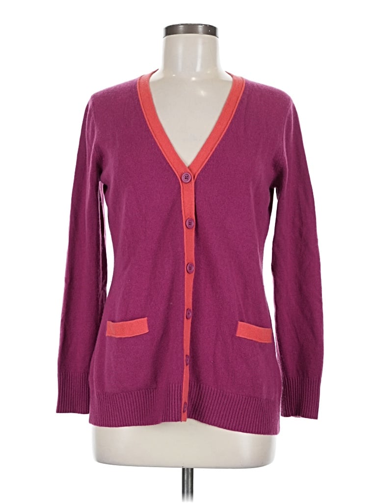 Pre-owned L.l.bean Cashmere Cardigan Sweater In Purple