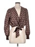 Harper 100% Polyester Brown Long Sleeve Blouse Size M - photo 1