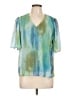 JM Collection 100% Polyester Teal Short Sleeve Blouse Size L (petite) - photo 1