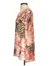Bleu 100% Polyester Color Block Animal Print Orange Short Sleeve Blouse Size S - photo 5