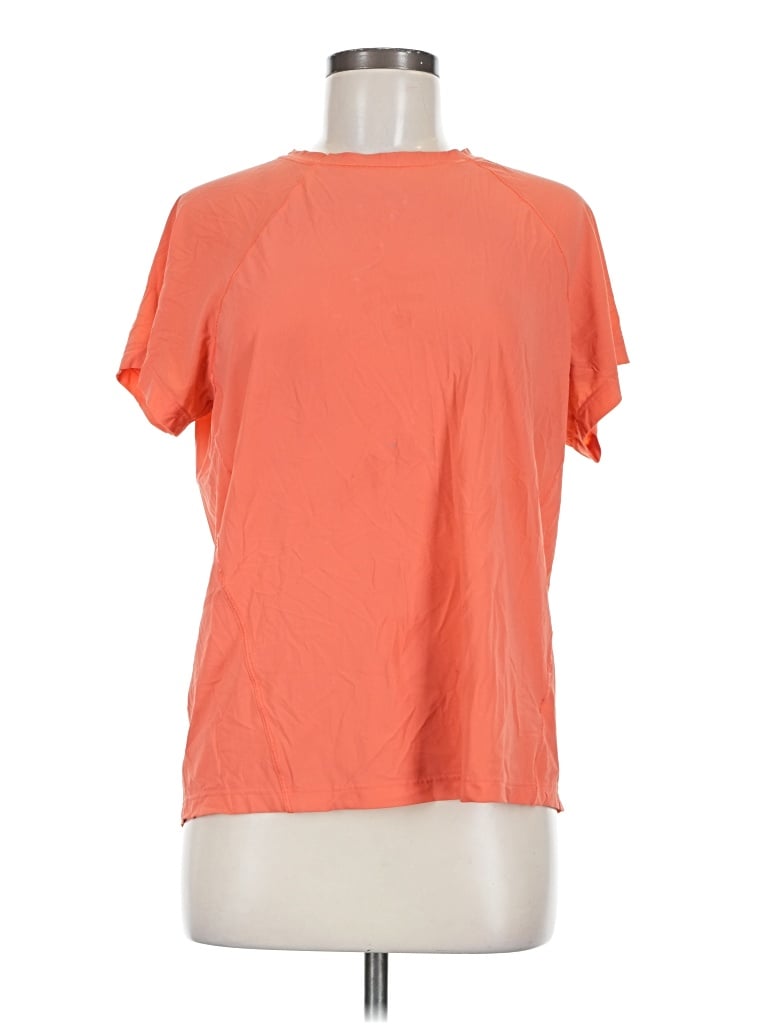 Pre-owned Athleta Short Sleeve Top Orange Crew Neck Tops