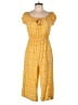 Collins 100% Rayon Hearts Yellow Jumpsuit Size L - photo 1
