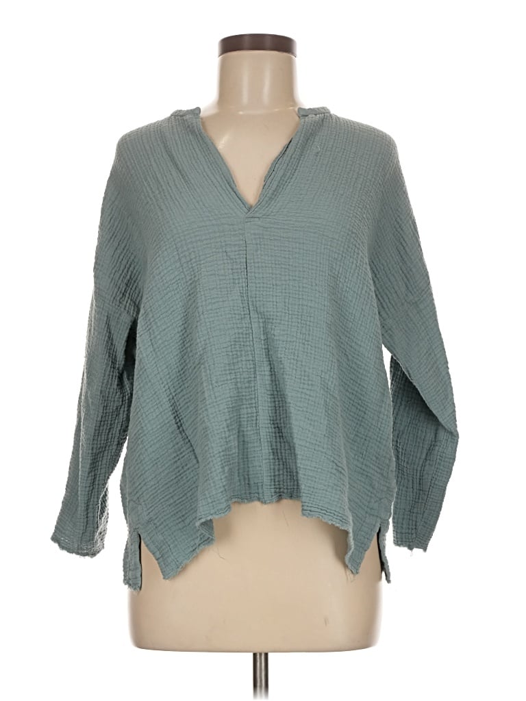 Pre-owned Zara Long Sleeve Blouse In Teal
