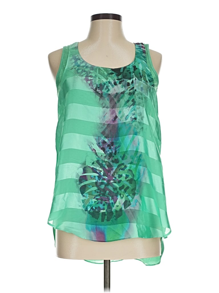 Pre-owned Style & Co Tank Top Green Halter Neckline Tops