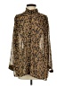 Black Label by Chico's Animal Print Brown Long Sleeve Blouse Size 0 - photo 1