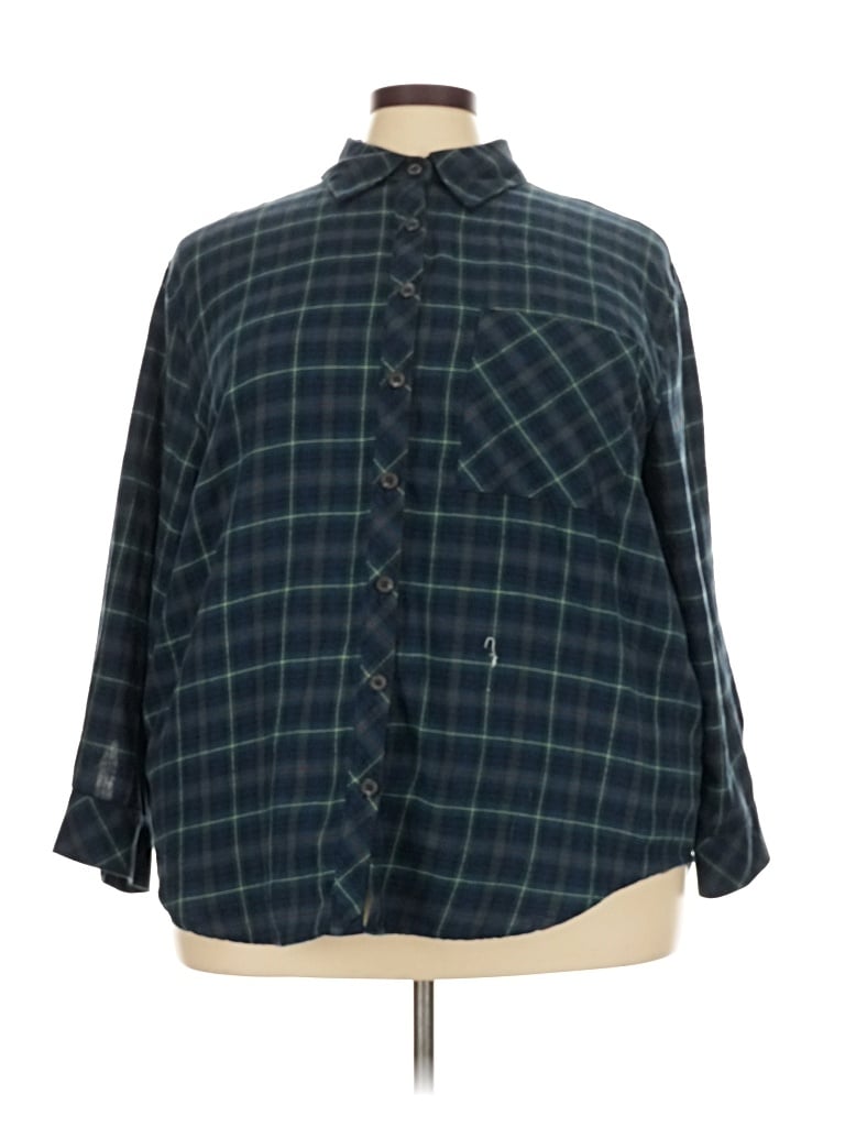 Pre-owned Wild Fable Long Sleeve Button Down Shirt In Green