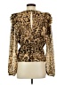 Express 100% Polyester Animal Print Gold Long Sleeve Blouse Size S - photo 2