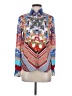 Pinko Print Silver Long Sleeve Blouse Size 2 - photo 1