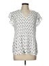 Adrianna Papell Polka Dots Silver Short Sleeve Blouse Size L - photo 1