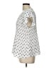 Adrianna Papell Polka Dots Silver Short Sleeve Blouse Size L - photo 5