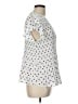 Adrianna Papell Polka Dots Silver Short Sleeve Blouse Size L - photo 4