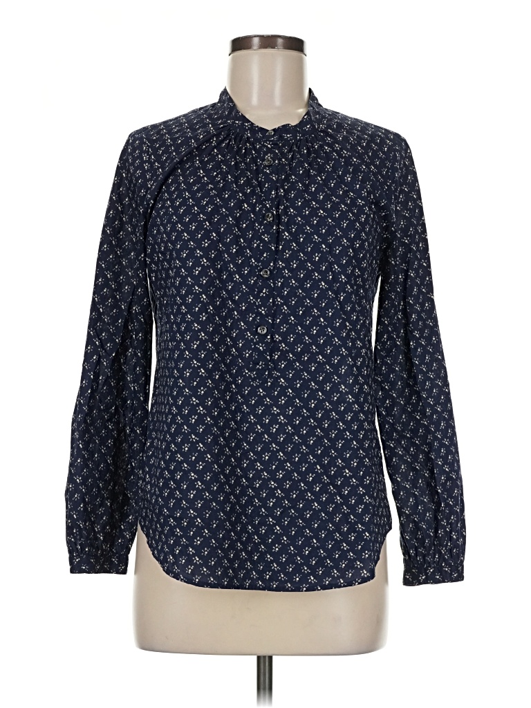 Pre-owned Jcrew Long Sleeve Blouse In Blue