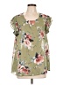 Cleo 100% Polyester Green Short Sleeve Blouse Size XL - photo 1