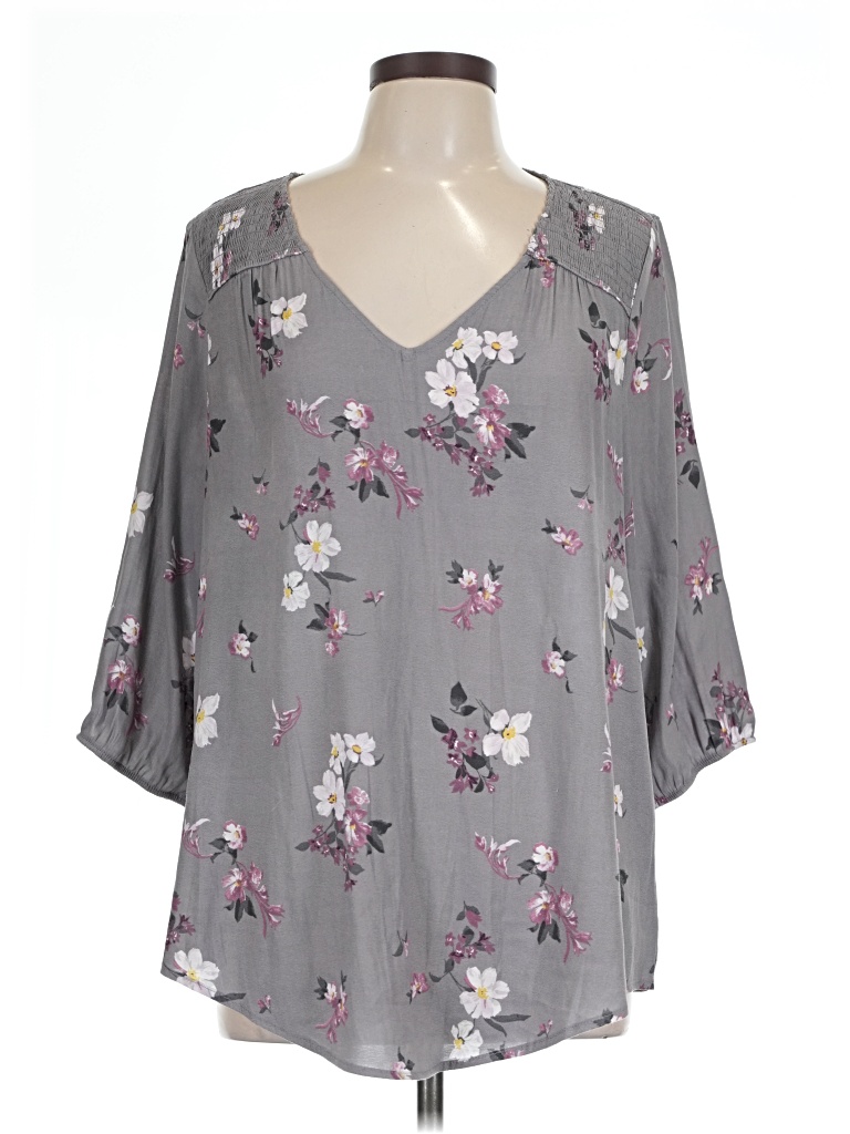 Pre-owned Torrid 3/4 Sleeve Blouse In Gray