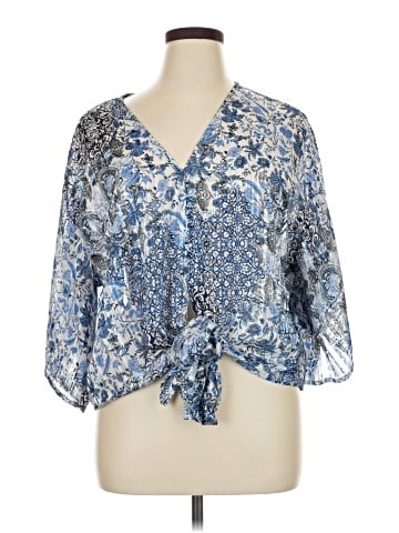 Just Polly 3/4 Sleeve Blouse (view 1)