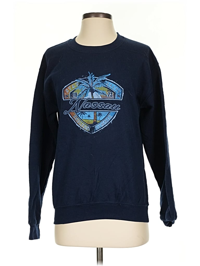 Pre-owned Gildan Sweatshirt In Blue