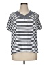 MULTIPLES Stripes Silver Short Sleeve T-Shirt Size XL (petite) - photo 1
