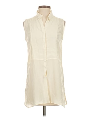 Ecru Sleeveless Silk Top (view 1)
