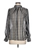 H&M 100% Polyester Checkered-gingham Gray Long Sleeve Blouse Size L - photo 1