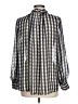 H&M 100% Polyester Checkered-gingham Gray Long Sleeve Blouse Size L - photo 2