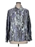 Attitudes by Renee 100% Rayon Animal Print Silver Long Sleeve Button-Down Shirt Size XL - photo 1