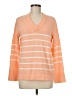 Forte 100% Cotton Stripes Orange Pullover Sweater Size M - photo 1