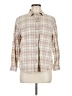 a.n.a. A New Approach Plaid Tan 3/4 Sleeve Button-Down Shirt Size M - photo 1
