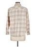 a.n.a. A New Approach Plaid Tan 3/4 Sleeve Button-Down Shirt Size M - photo 2