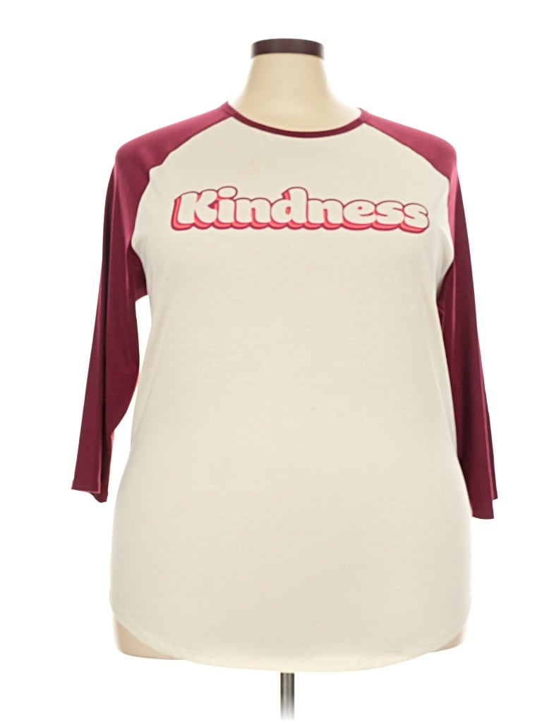Pre-owned Lularoe 3/4 Sleeve T-shirt In Burgundy