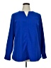 Lands' End 100% Polyester Blue Long Sleeve Blouse Size 16 - photo 1