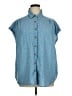 Weekend Polka Dots Blue Sleeveless Button-Down Shirt Size 1X - photo 1