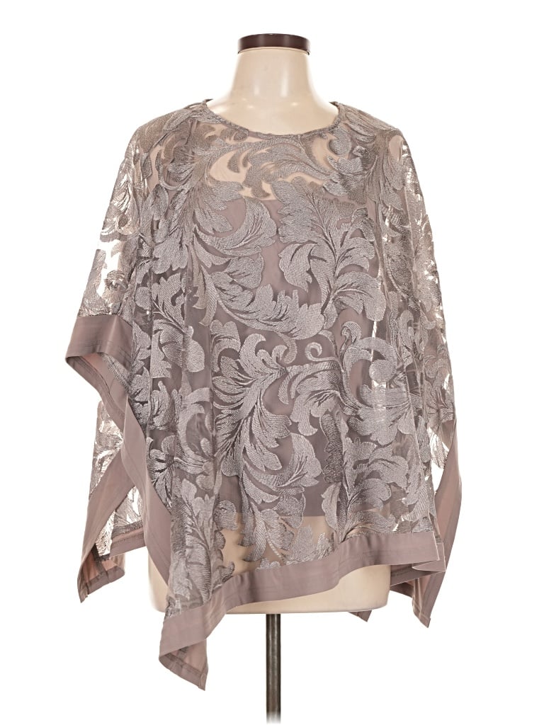 Pre-owned Oleg Cassini Poncho In Gray