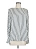 Lewit Stripes Silver Long Sleeve Silk Top Size M - photo 1
