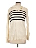 Tory Burch Stripes Ivory Turtleneck Sweater Size L - photo 1
