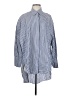 Zara Stripes Blue 3/4 Sleeve Button-Down Shirt Size S - photo 1