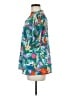 BTFBM 100% Polyester Tropical Teal Short Sleeve Blouse Size M - photo 5