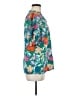 BTFBM 100% Polyester Tropical Teal Short Sleeve Blouse Size M - photo 4