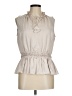 T Tahari 100% Polyester Ivory Tan Sleeveless Blouse Size M - photo 1