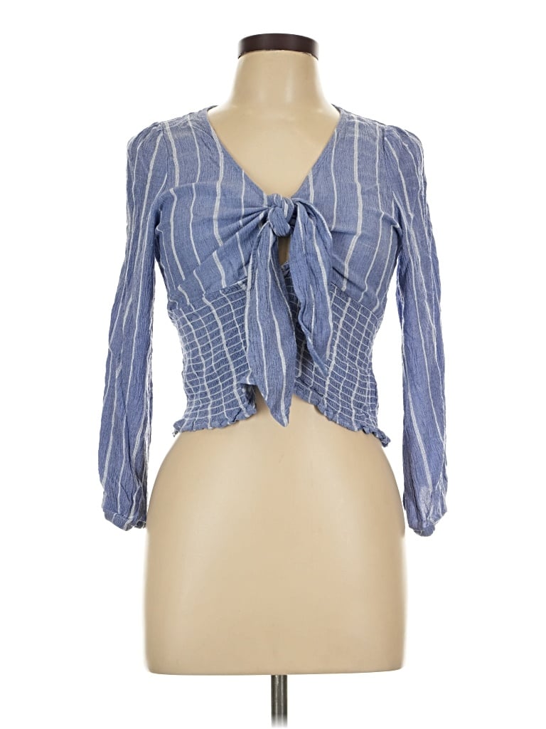 Pre-owned American Eagle Outfitters 3/4 Sleeve Blouse In Blue