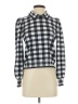 Free Assembly Checkered-gingham Black Long Sleeve Blouse Size S - photo 1