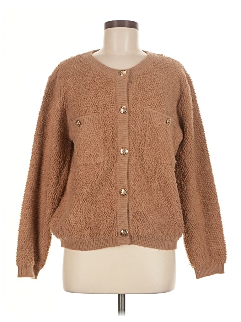 Pre-owned Line & Dot Cardigan Sweater In Brown